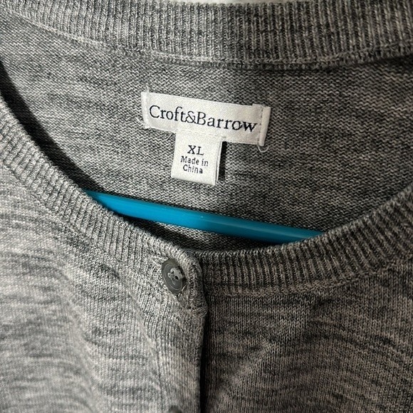 Croft & Barrow heather gray button up cardigan - Picture 4 of 5